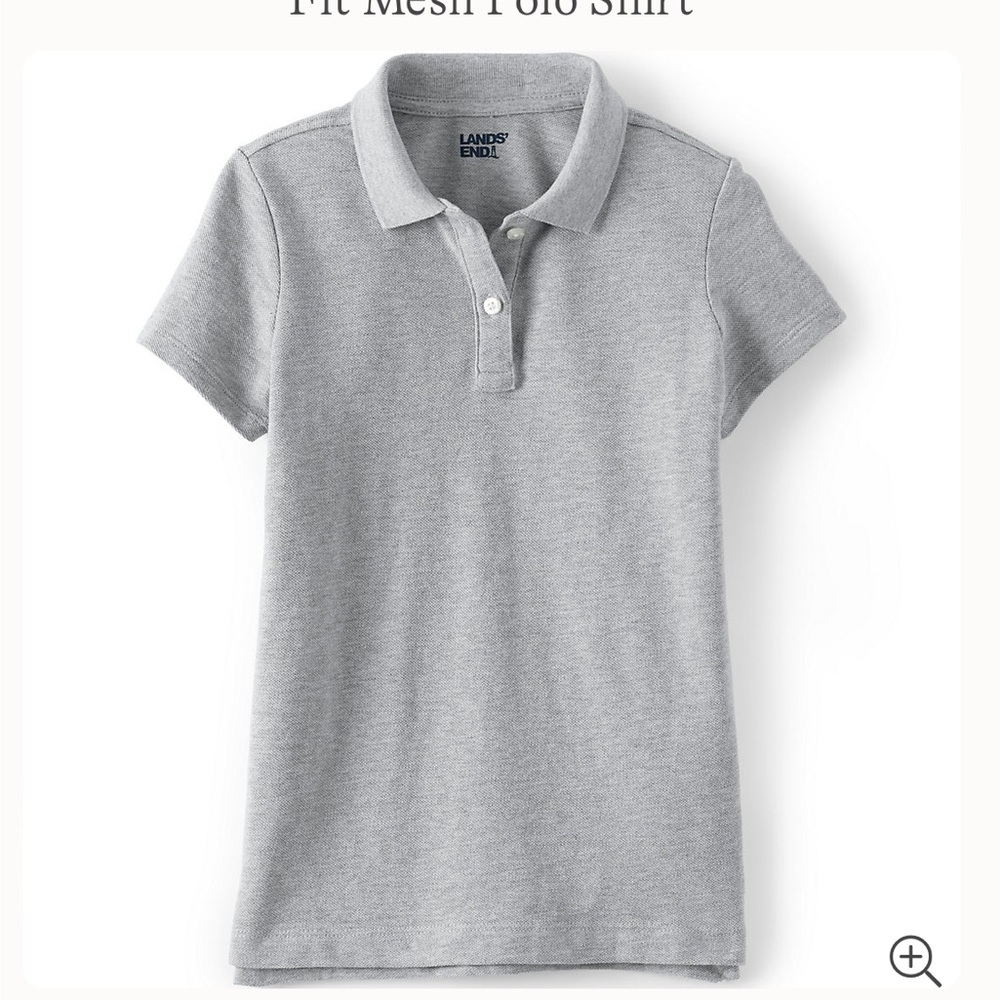 Lands End girls grey uniform polo shirt